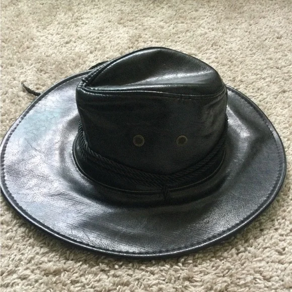 Men’s Faux Leather Cowboy Hat - Picture 15 of 16